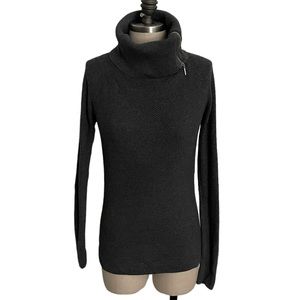 WHBM Charcoal Gray Turtleneck Sweater with Zipper Detail Size XS
